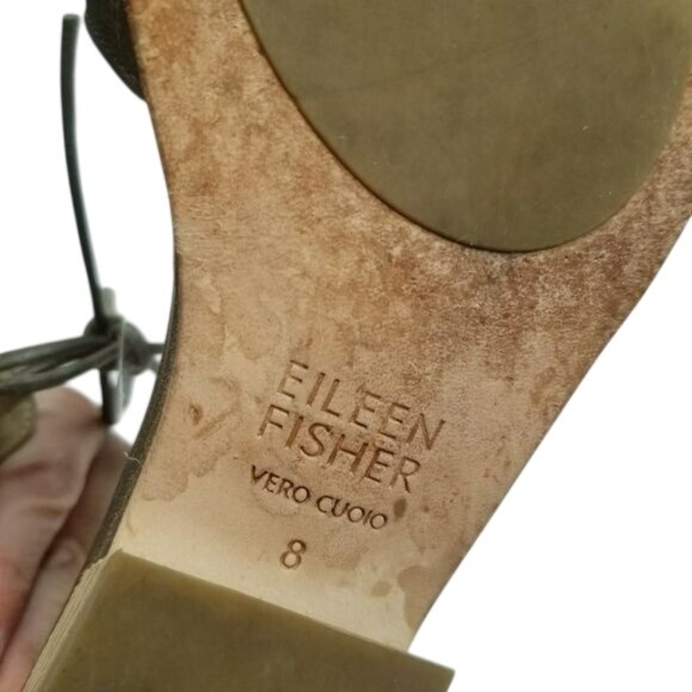 Eileen Fisher Bronze Metallic Leather Lace Up Gladiator Sandals Size 8‎ - Picture 2 of 15